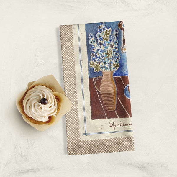Farmhouse cotton linen dish towel by Darya Karenski