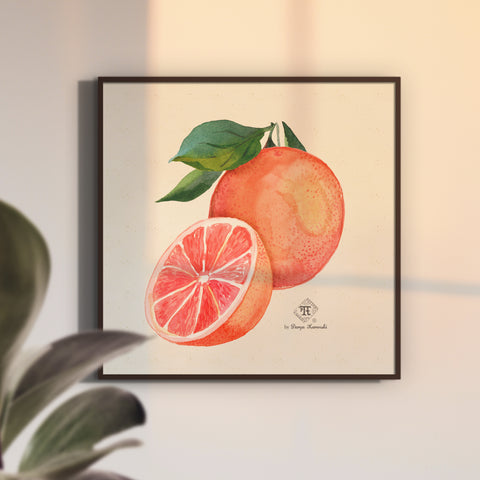 Watercolor botanical grapefruit room decor by Darya Karenski
