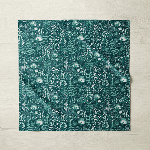 Cloth napkin Christmas jewel tone botanical grasses and berries