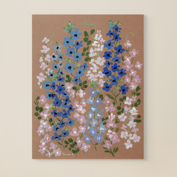 Rustic Farmhouse wall decor with cottage flowers - delphinium