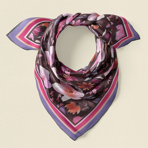 Silk Hand Rolled Paisley Print Foulard Scarf For Women Luxe2429