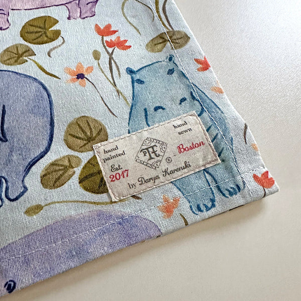 Animal lover unique gifts handmade in Boston by textile designer and artist Darya Karenski. Chonky hippo gift