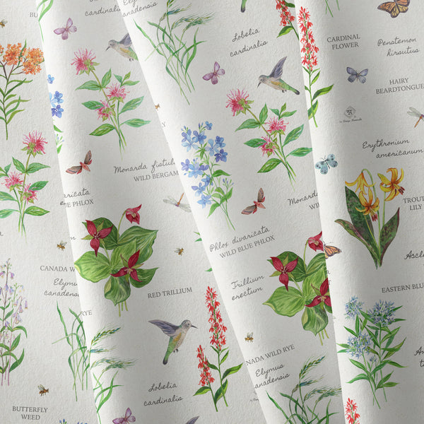 Set of 6 or 4 fabric napkins gift set - artisan linen fabric napkins made in the USA, Boston. Botanical print with New England wildflowers by Darya Karenski