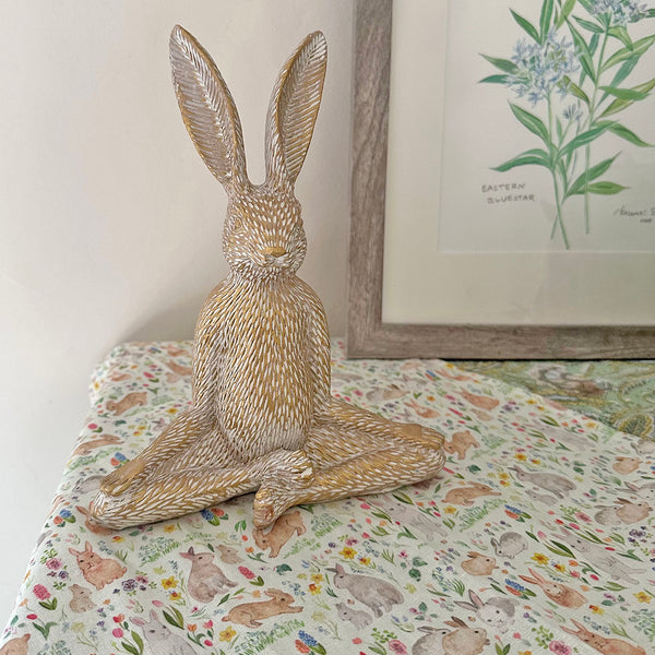 Cloth napkins Easter garden fabric print, eco friendly  linen napkins with watercolor bunnies and flowers made in the USA