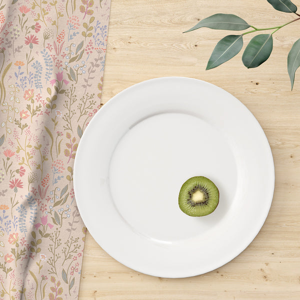 Decorative cotton-linen dinner napkins cloth, environmentally conscious blush napkins handmade in the USA by textile designer Darya Karenski