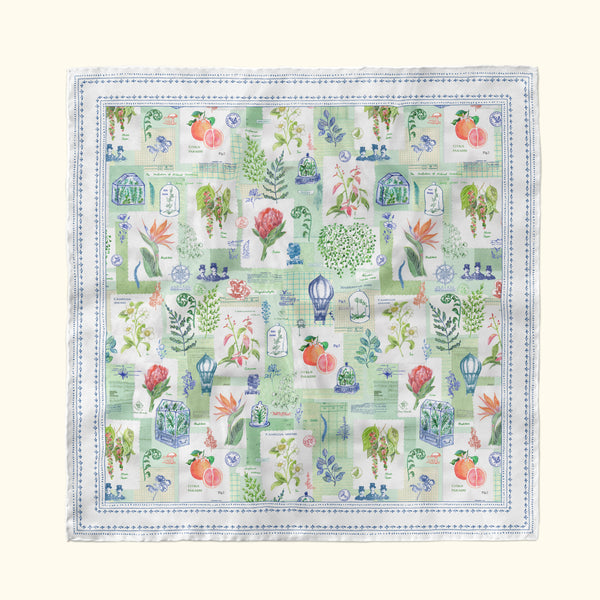Silk scarf by Darya Karenski inspired by Victorian greenhouses and botanical illustration