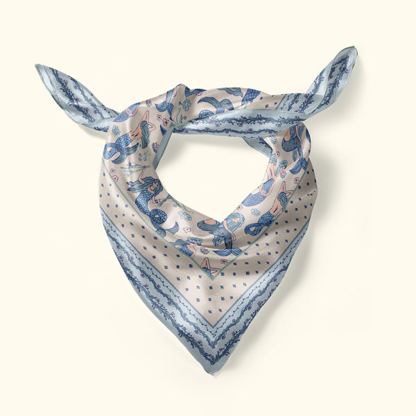 River Mermaids Silk Scarf Available in 2 Sizes - 100% Silk or Vegan Faux Silk - Handmade to Order