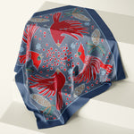 Christmas birds sophisticated silk scarf by Darya Karenski