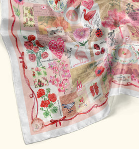 Enamored Silk Scarf Available in 2 Sizes - 100% Silk or Vegan Faux Silk - Handmade to Order