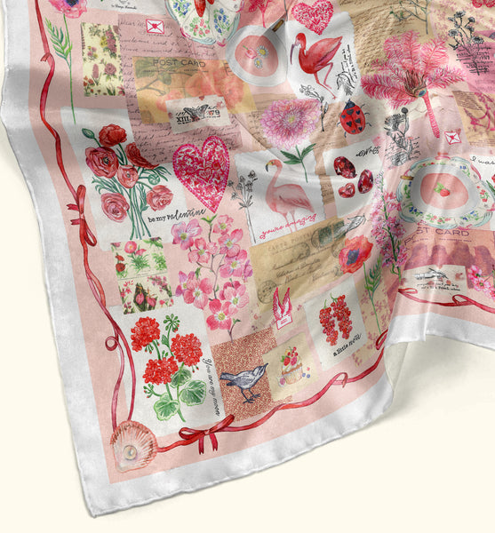 Enamored Silk Scarf Available in 2 Sizes - 100% Silk or Vegan Faux Silk - Handmade to Order