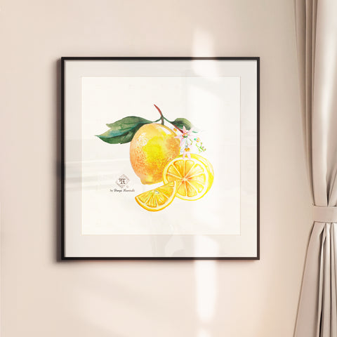 Watercolor botanical lemon blossom art print wall art by Pattern Talent