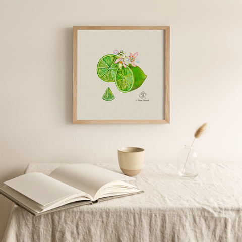 Watercolor botanical lime blossom art print wall art by Pattern Talent
