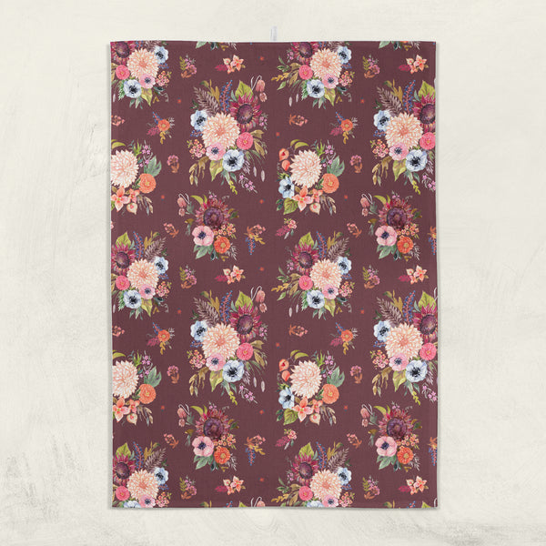 Rustic boho floral kitchen towel by Pattern Talent