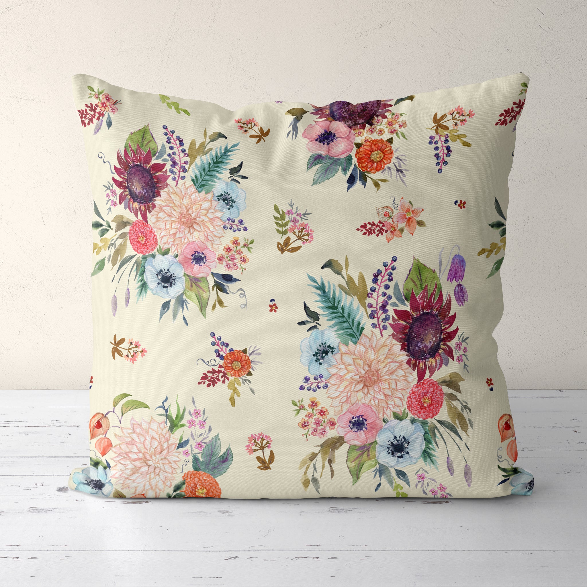 Sophisticated feminine floral pillow by small woman owned business