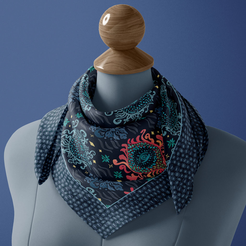 Eye Scarf Evil Eye Silk Bandana | Magic Eyes Square Silk Scarf – patterntalent