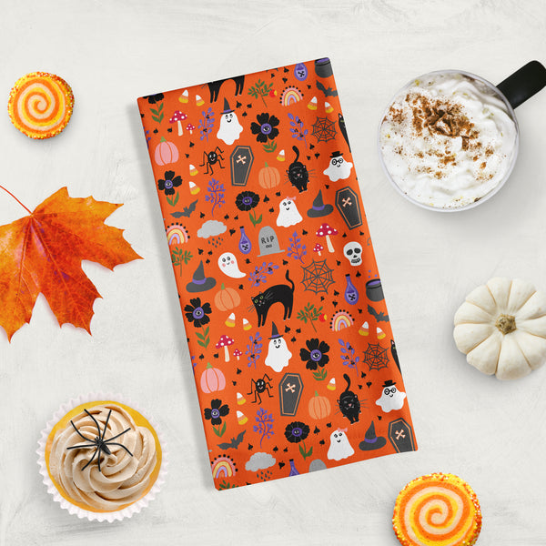 Whimsical Halloween kitchen towel by Darya Karenski