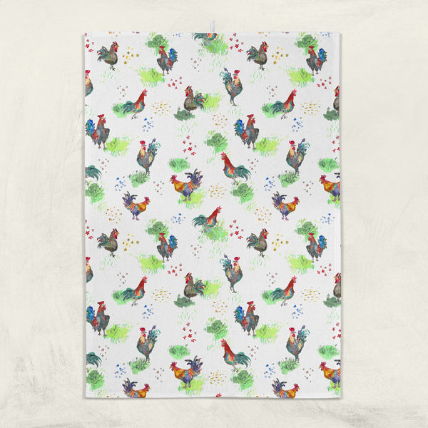 Luxury kitchen towel gift for rooster lovers by Pattern Talent