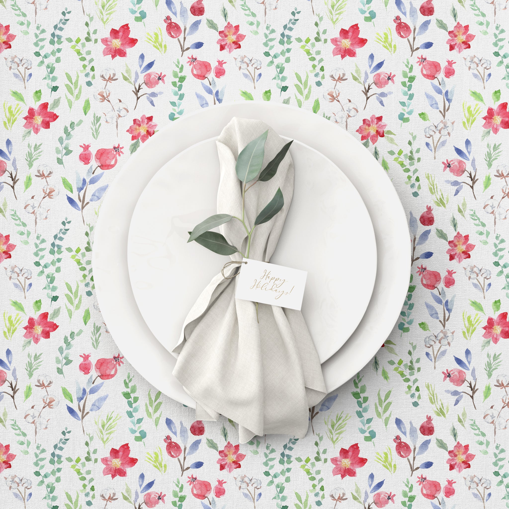 Christmas gift for mom, winter botanical tea towel by Darya Karenski