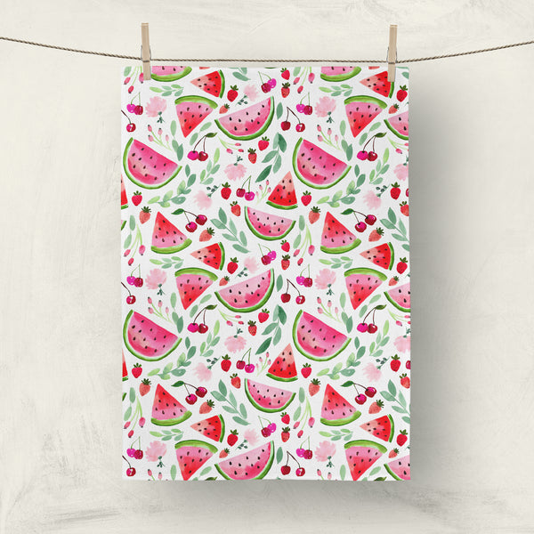Watermelon Berry High tea towel by Darya Karenski