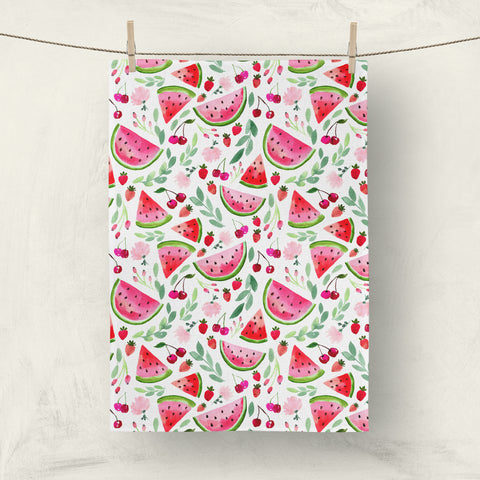Watermelon Berry High tea towel by Darya Karenski
