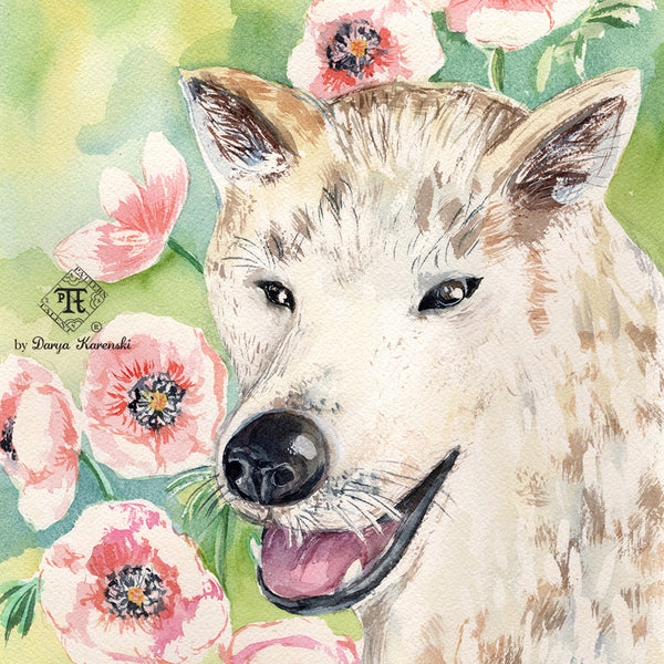 Custom watercolor pet painting commission from a photo by Darya Karenski